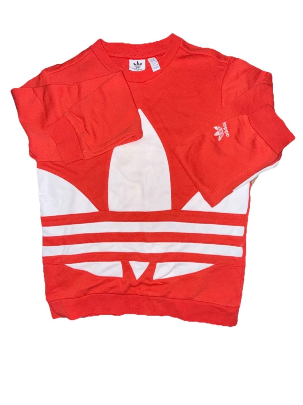 adidas Red and White Trefoil Pullover Sweatshirt for Kids (M/11-12Y)